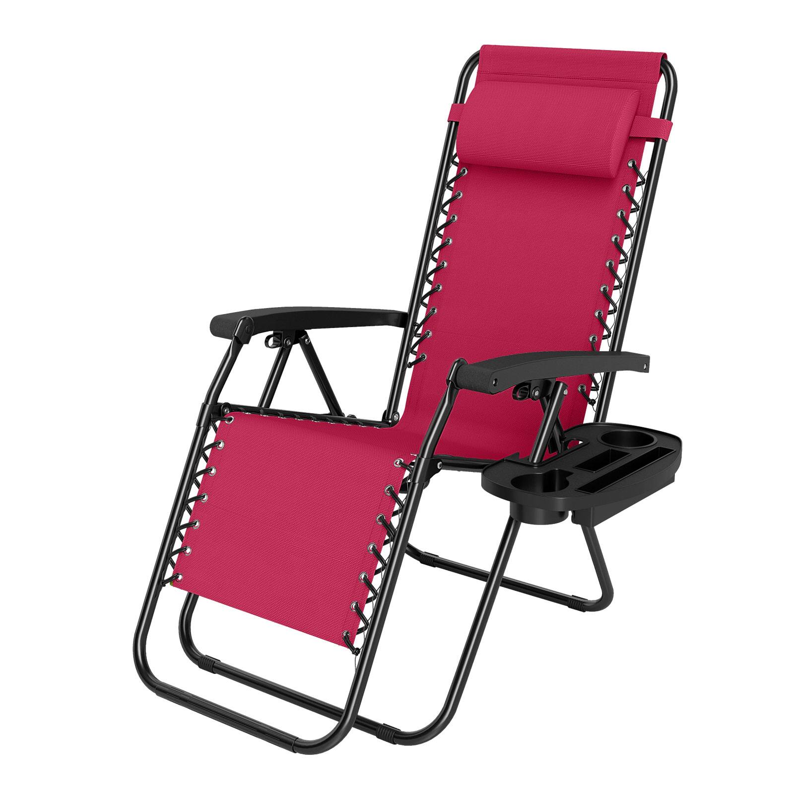 Alt View 9. Costway - Costway 2 PCS Zero Gravity Chair, Portable Patio Recliner with Adjustable Backrest & Pillow - Red.