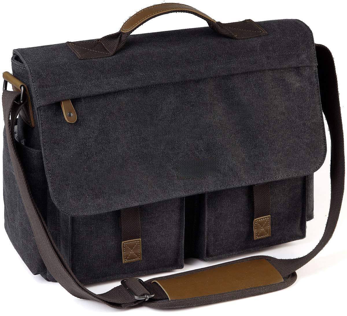 Alt View 1. Skar Audio - Messenger Bag For Men Vintage Water Resistant Canvas Satchel 14 15.6 Laptop Briefcase VINATGEWATER RESISTANT: - 15.6inch-camel.
