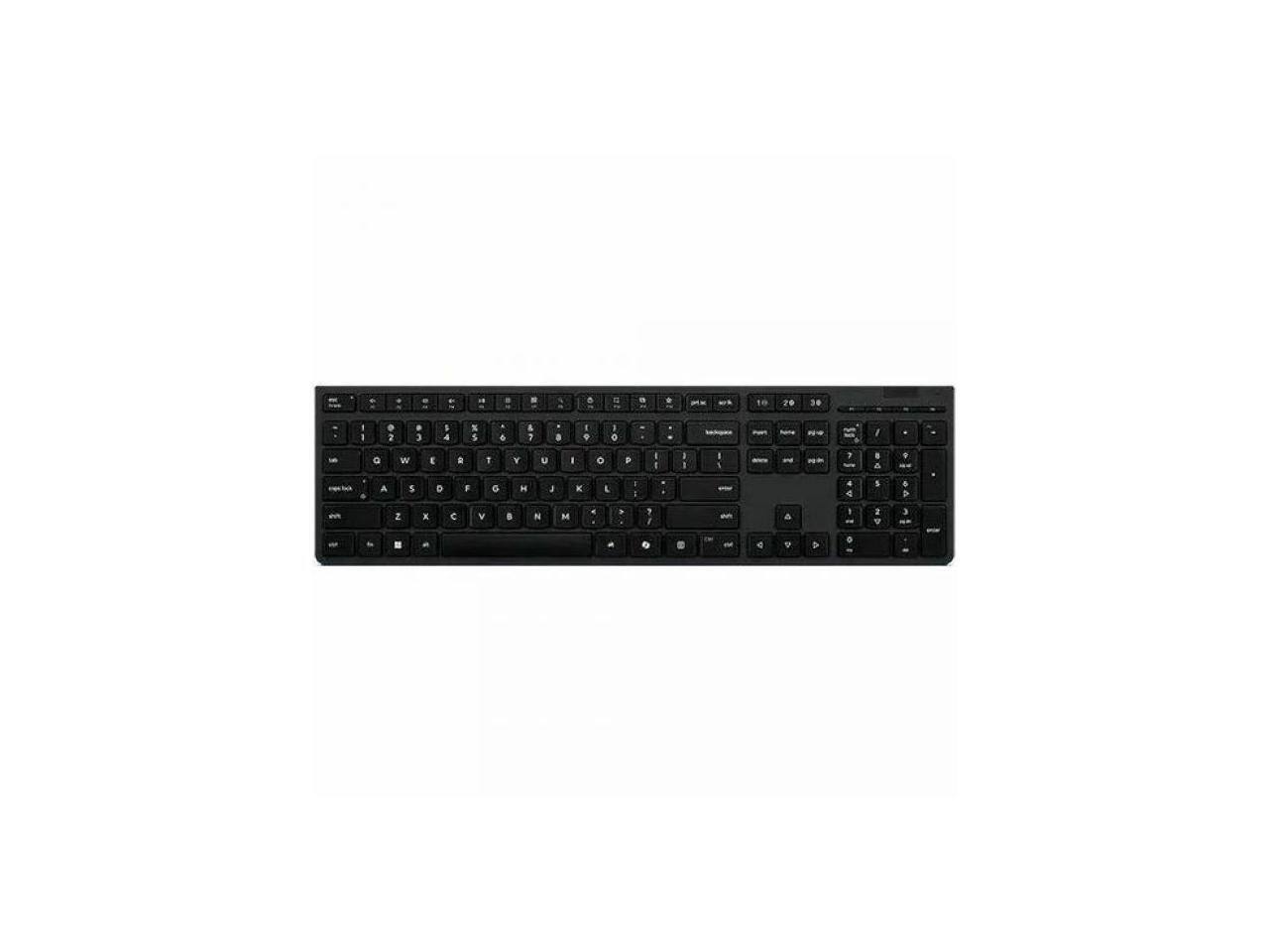 Front. Lenovo - Lenovo Wireless Rechargeable Keyboard - Bluetooth/RF - 104 Keys - US English - USB A - Black.