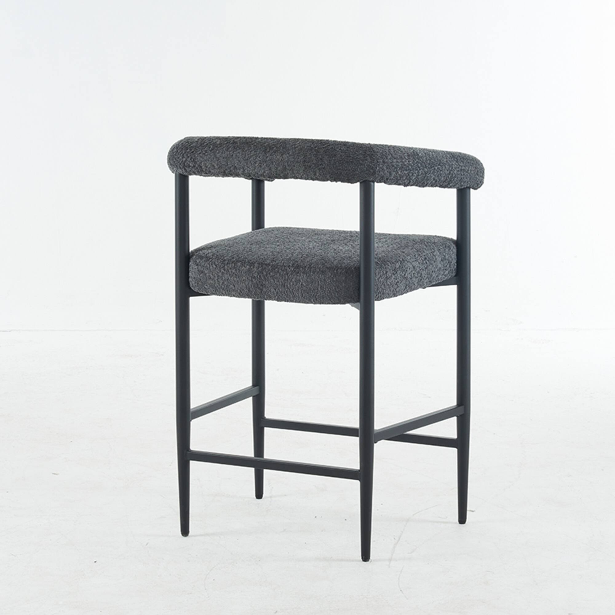 Alt View 4. GOODSILO - Modern Upholstered Counter Height Bar Stools Set of 2 with Metal Frame and Armrests for Kitchen Island Dining Room Cafe - Dark Gray.