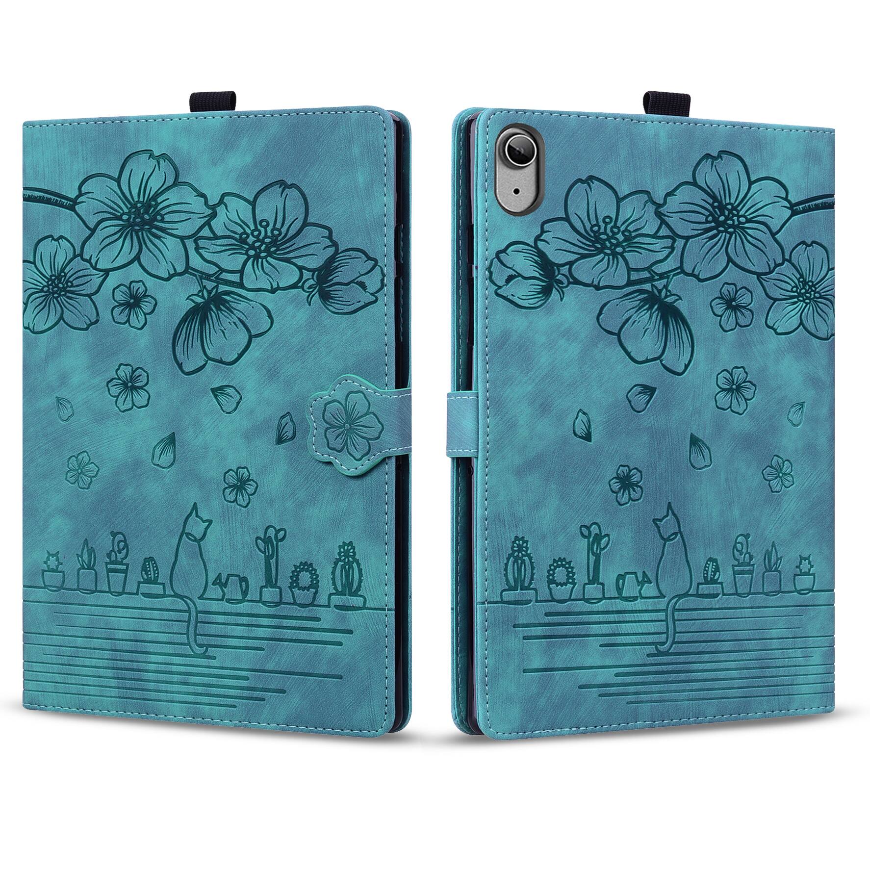 Alt View 1. Dteck - For Apple iPad (A16) 11" 2025/iPad 10th 2022 Embossed Flower Pattern Folio Case Card Slots Kickstand Cover - Green.