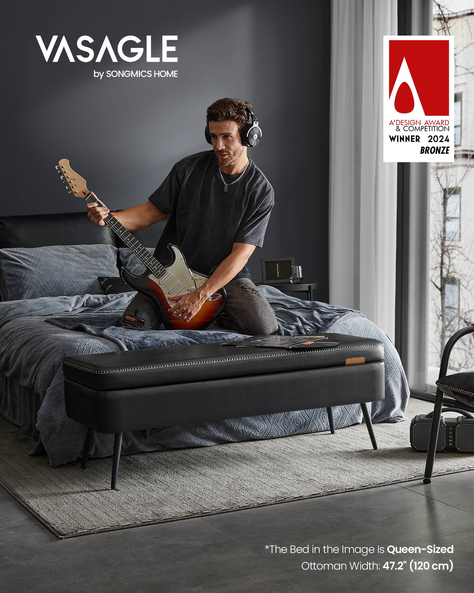 VASAGLE by SONGMICS HOME

A'DESIGN AWARD & COMPETITION WINNER 2024 BRONZE

*The Bed in the Image Is Queen-Sized Ottoman Width: 47.2" (120 cm)