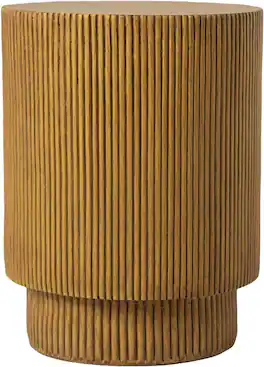 LeisureMod - Eden Modern Stone Top Round Side Table, Indoor/Outdoor Weather Resistant Accent Table, Fully Assembled - Brown