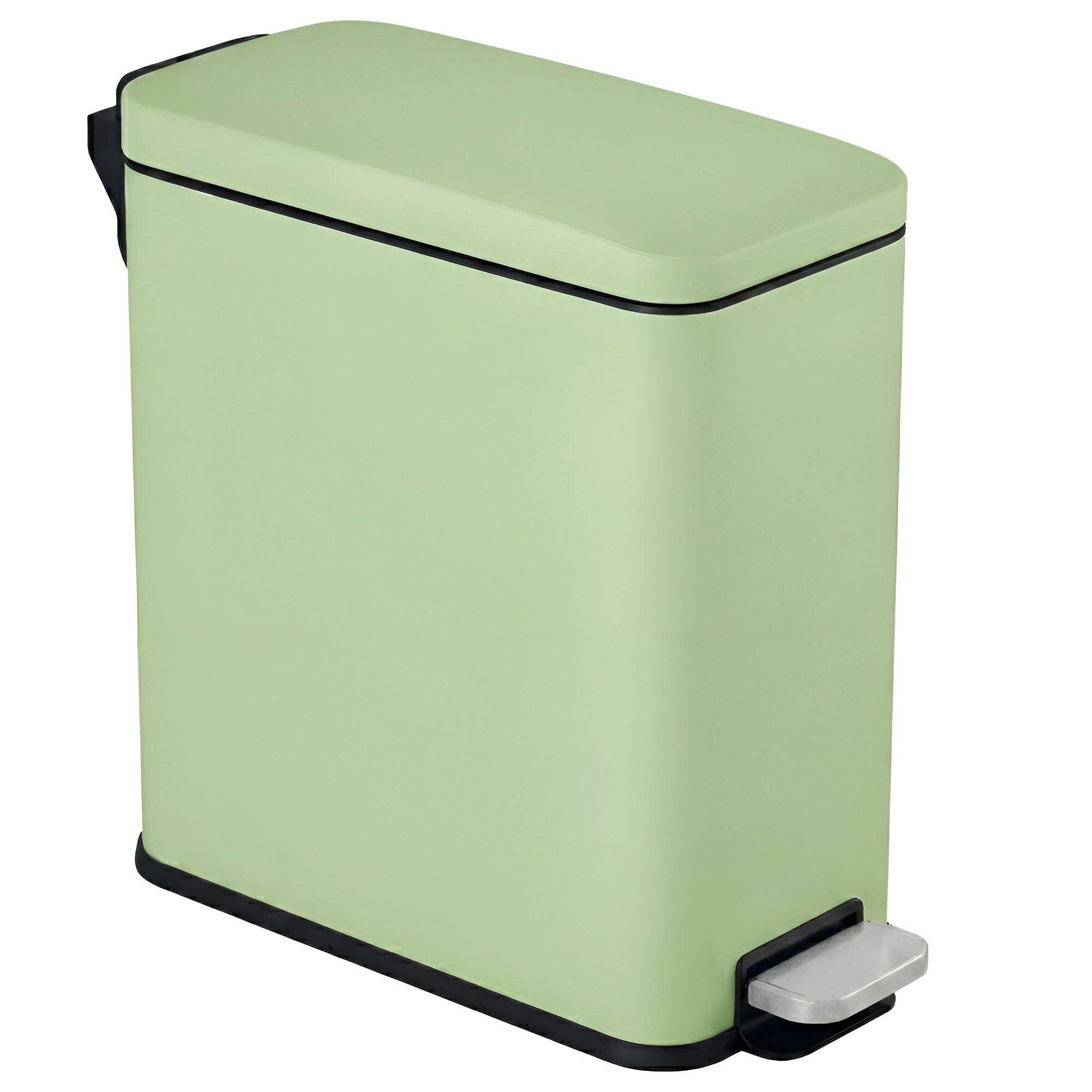iTouchless - 3 Gallon SoftStep Slim Bathroom Step Trash Can with AbsorbX Odor Filter - Pastel Green