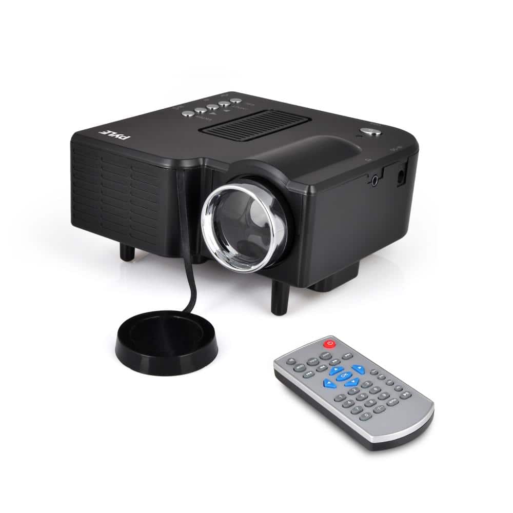 Pyle - Full HD 1080p Mini Portable Pocket Video & Cinema Home Theater Projector-Built-in Stereo Speaker, LCD+LED Lamp - Black