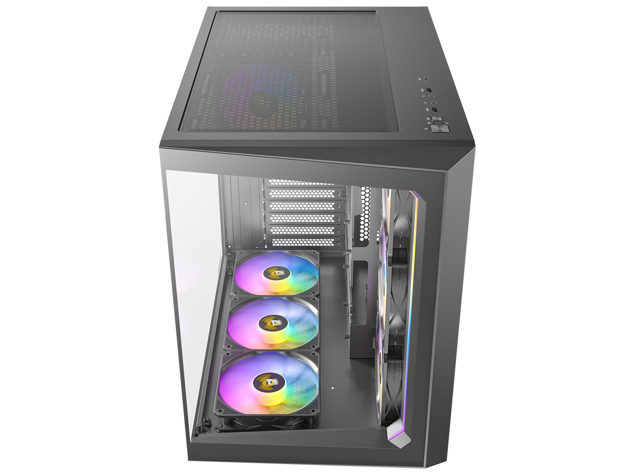 Alt View 8. Antec - Antec C5 ARGB, 7x 120mm ARGB Fans, 10 Fan Support, Type-C 3.2 Gen 2, Tempered Glass, 360mm Radiator, Mid-Tower ATX Case - Black.