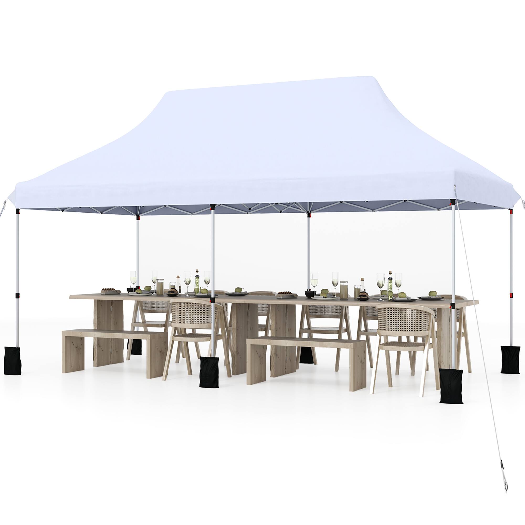 Alt View 3. Gymax - Gymax 10 x 20FT Pop-up Canopy Tent Folding Instant Sun Shelter w/ 3 Adjustable Heights White - White.