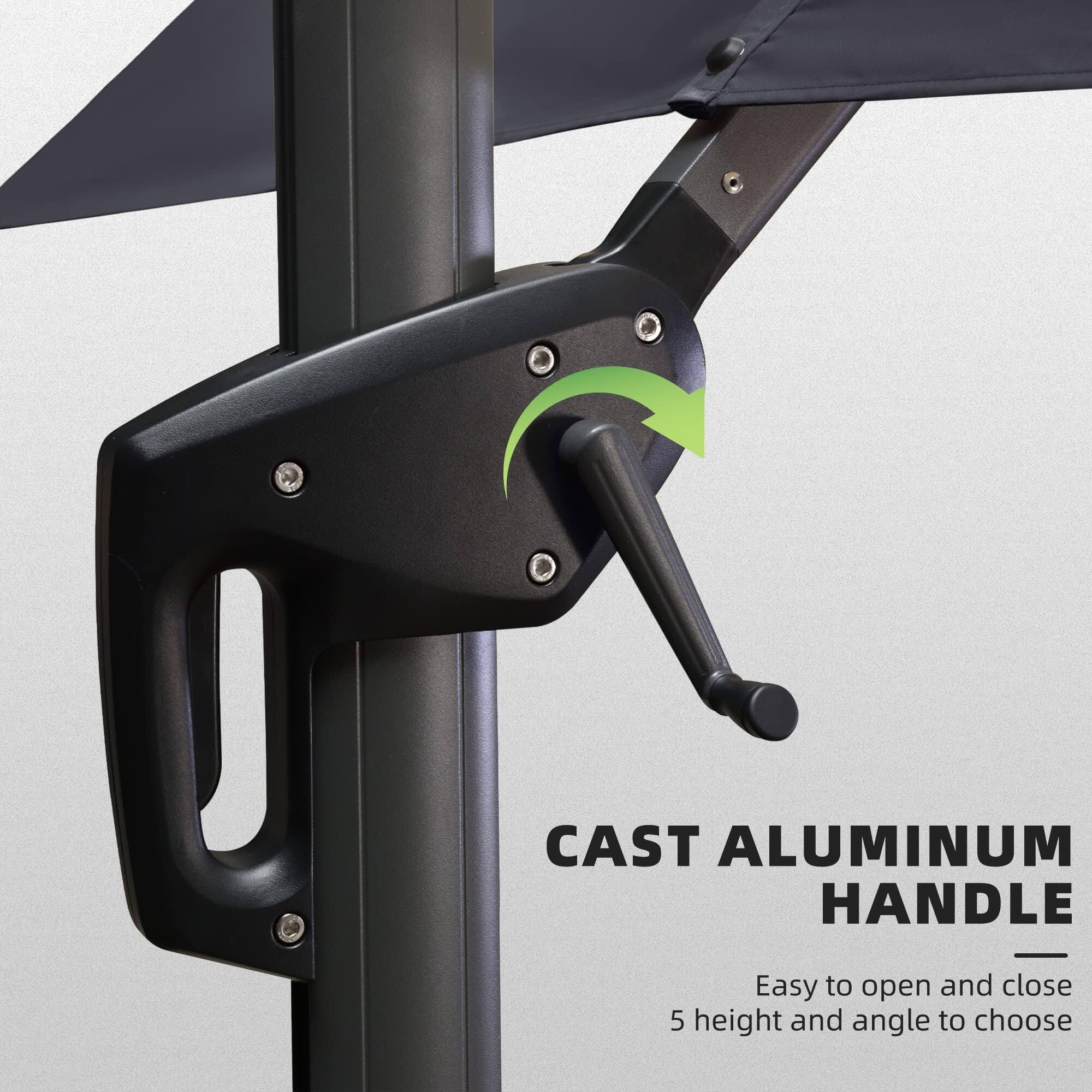 CAST ALUMINUM HANDLE  
Easy to open and close  
5 height and angle to choose