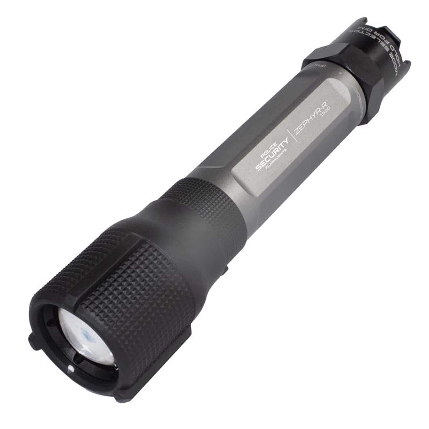 Police Security - Zephyr-R Tactical 1500 lm Black/Gray LED Flashlight 18650 Battery