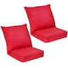 Front. Gymax - Gymax 2PCS Deep Seat Chair Cushion Pads Set Indoor/Outdoor w/ Rope Belts Red - Red.