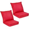 Gymax - 2PCS Deep Seat Chair Cushion Pads Set Indoor/Outdoor w/ Rope Belts - Red