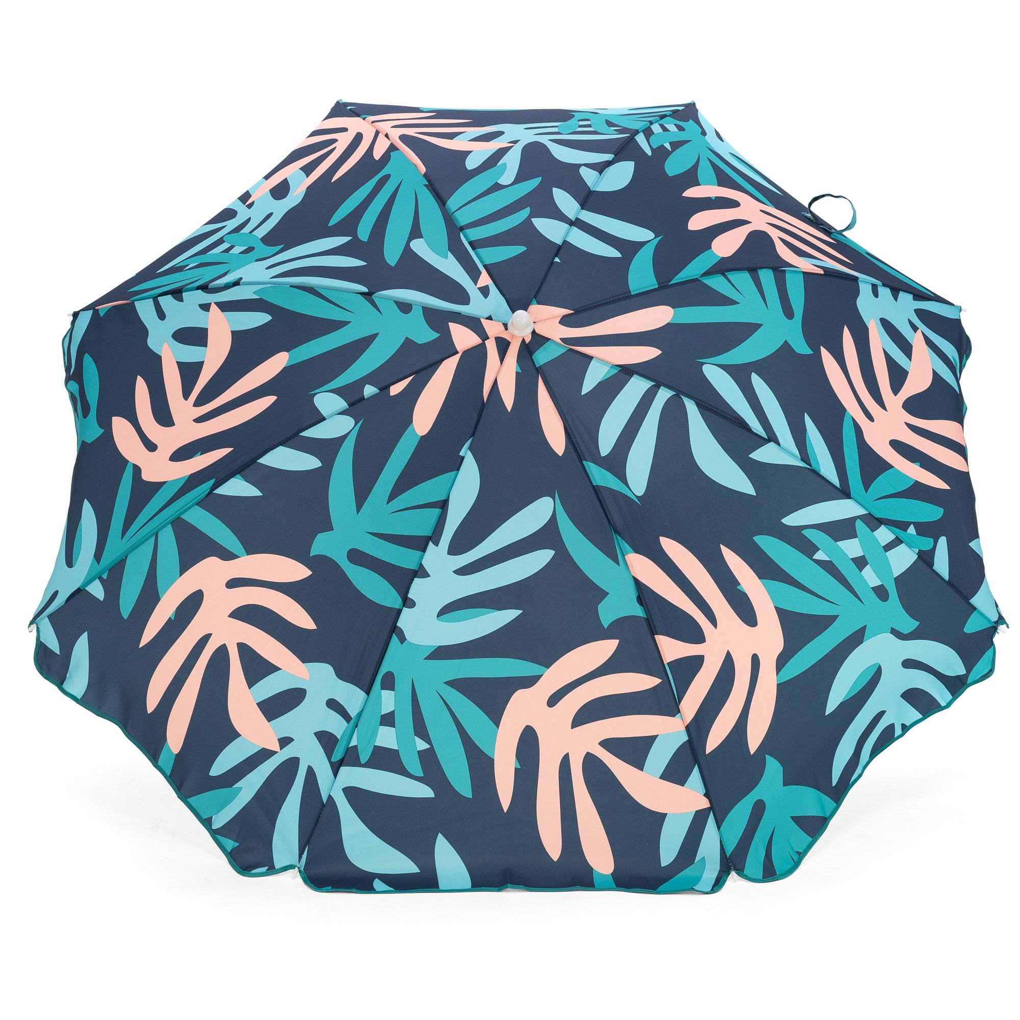Alt View 2. SlumberTrek - SlumberTrek Moda Adjustable Height Push Button Tilt Beach Umbrella, Coral Leaf - Multicolor Coral Leaf.