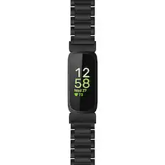 Front. StrapsCo - Evening Bracelet Stainless Steel Watch Band Strap For Fitbit Inspire 3 - Black.