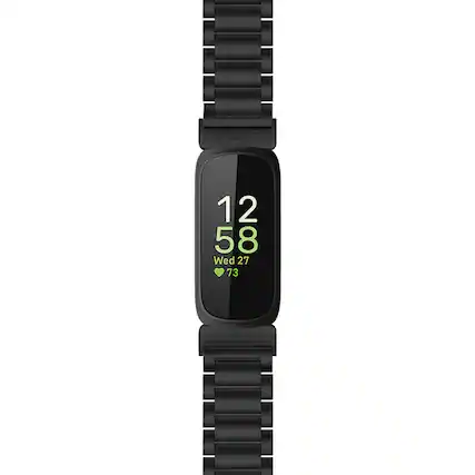Front. StrapsCo - Evening Bracelet Stainless Steel Watch Band Strap For Fitbit Inspire 3 - Black.