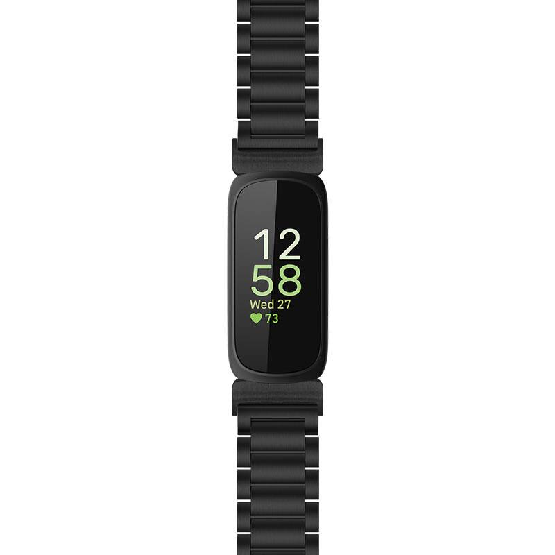 Front. StrapsCo - Evening Bracelet Stainless Steel Watch Band Strap For Fitbit Inspire 3 - Black.