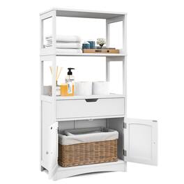 Gymax - Bathroom Storage Cabinet w/Drawer Shelf Cupboard Floor Cabinet - White