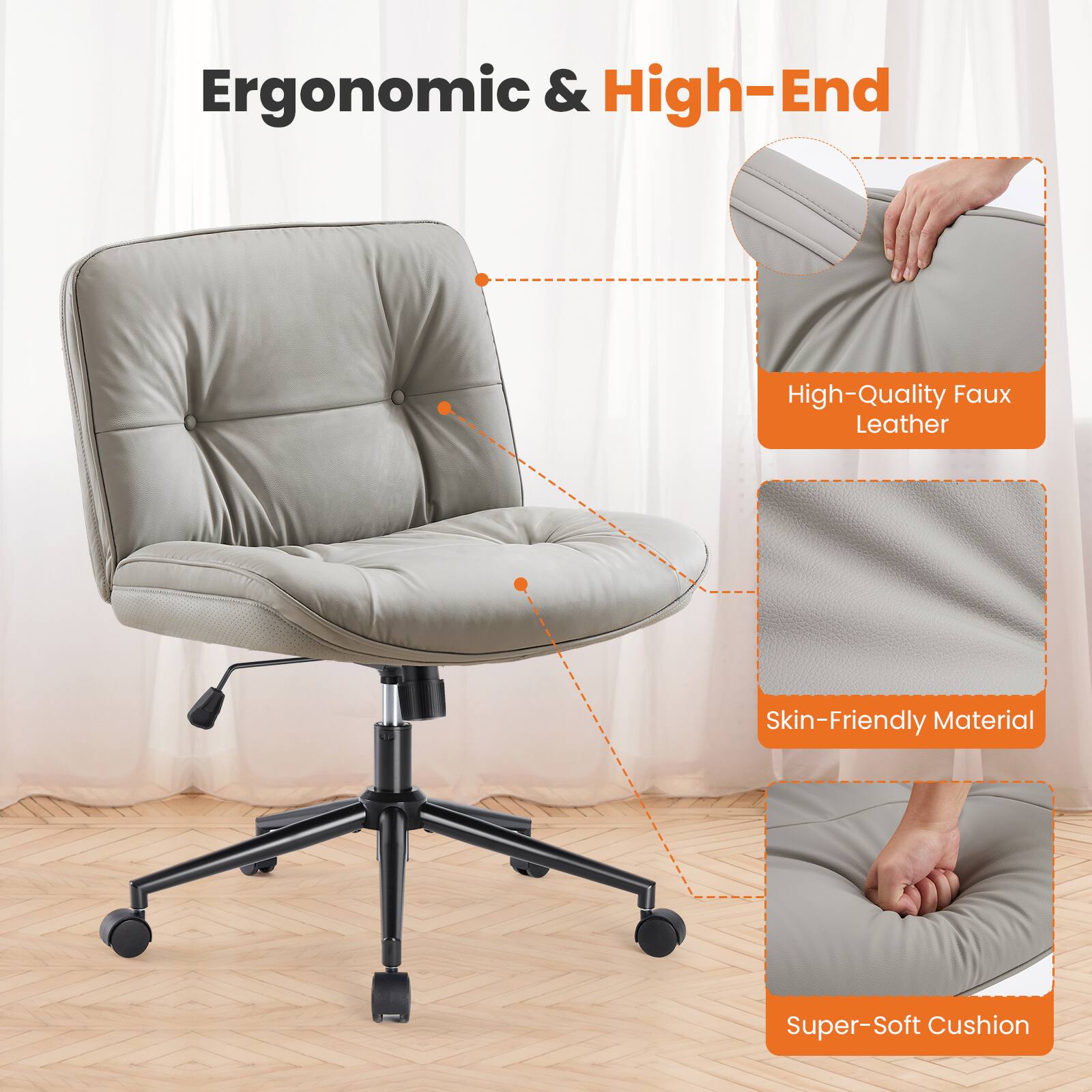 Ergonomic & High-End

- High-Quality Faux Leather
- Skin-Friendly Material
- Super-Soft Cushion