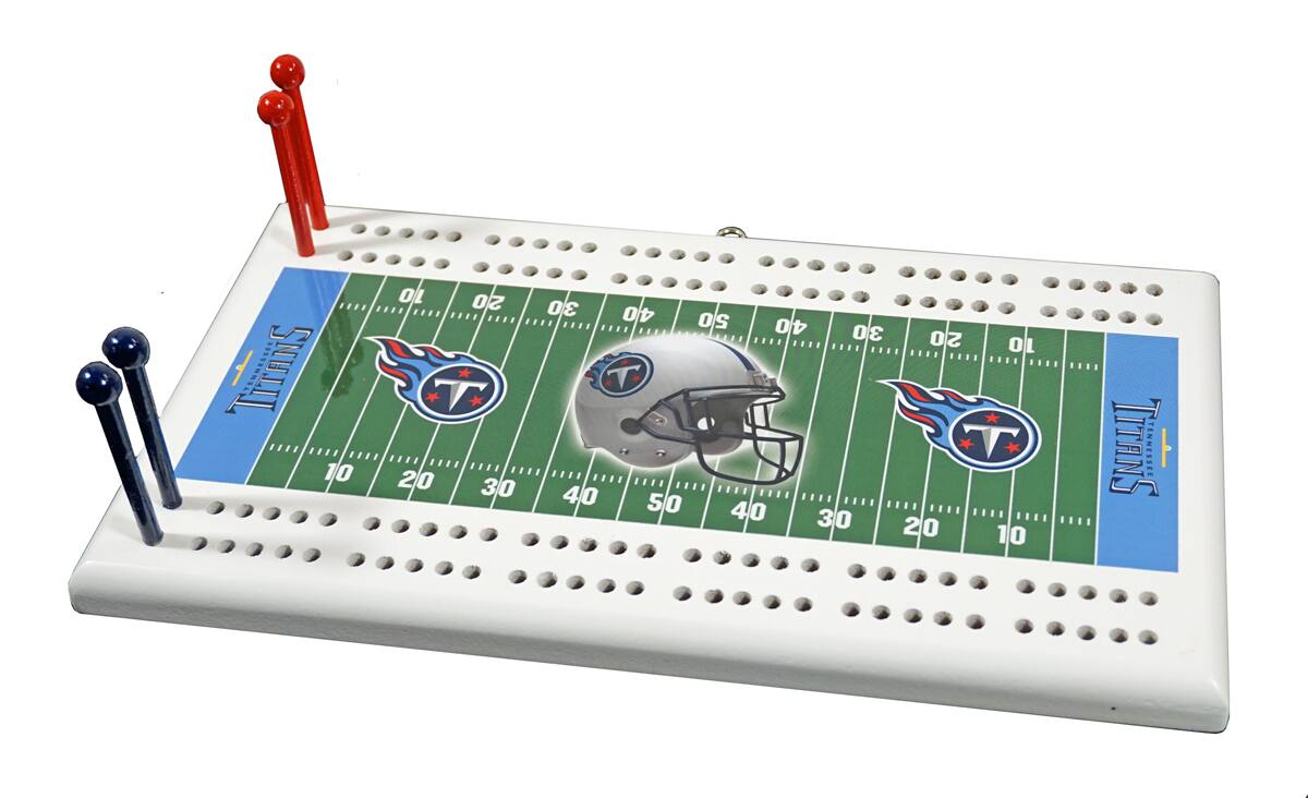 Rico Industries - Tennessee Football Titans Classic 2 Track Wooden Field Shaped Cribbage Board - Multi