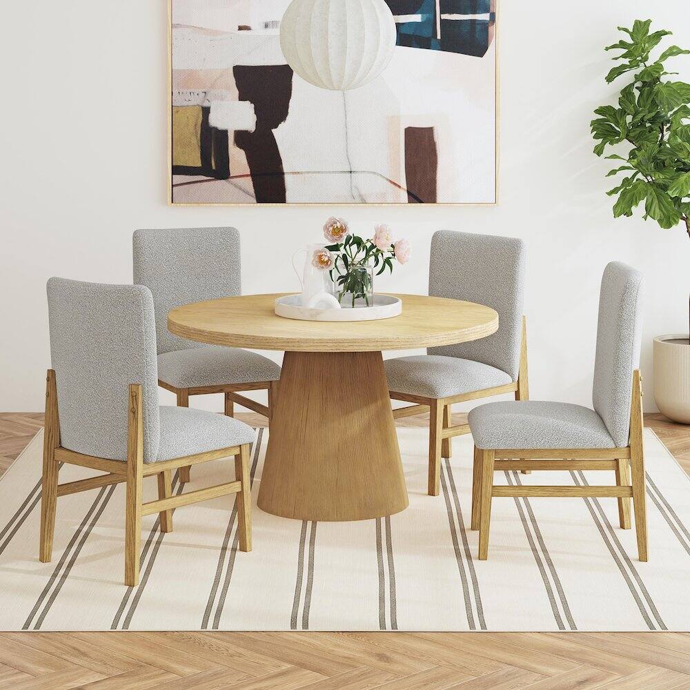 Alt View 6. Picket House Furnishings - Canal Square Back Dining Side Chair with Grey Fabric in Natural - Tural.
