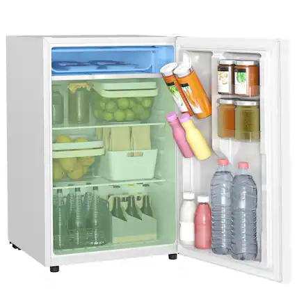 Front. Homcom - 4.5CuFt Energy Efficient Mini Fridge Freezer, Low Noise Black Compact Refrigerator w/Adjustable Thermo - White.