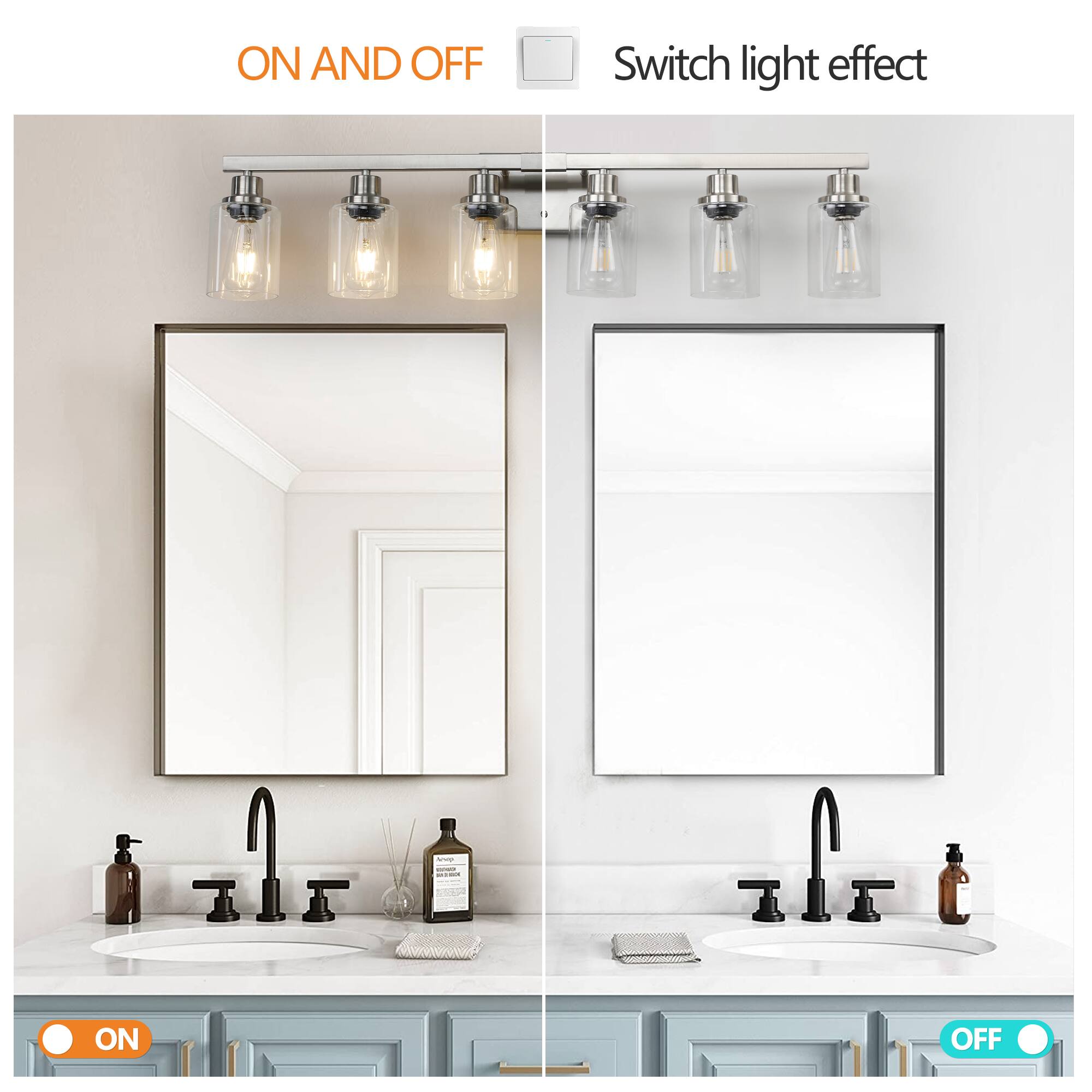 ON AND OFF  
Switch light effect  

ON  
OFF