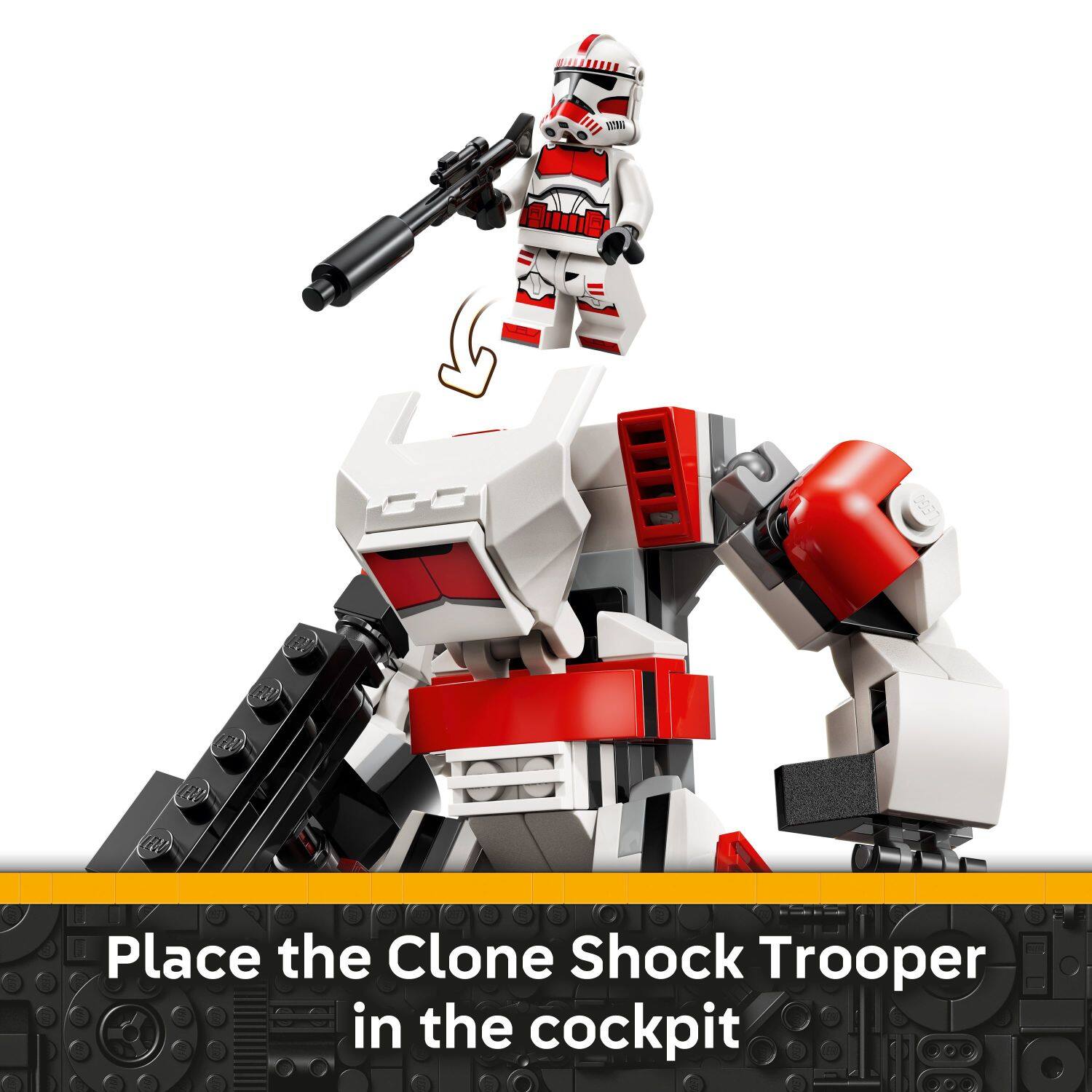 Place the Clone Shock Trooper in the cockpit