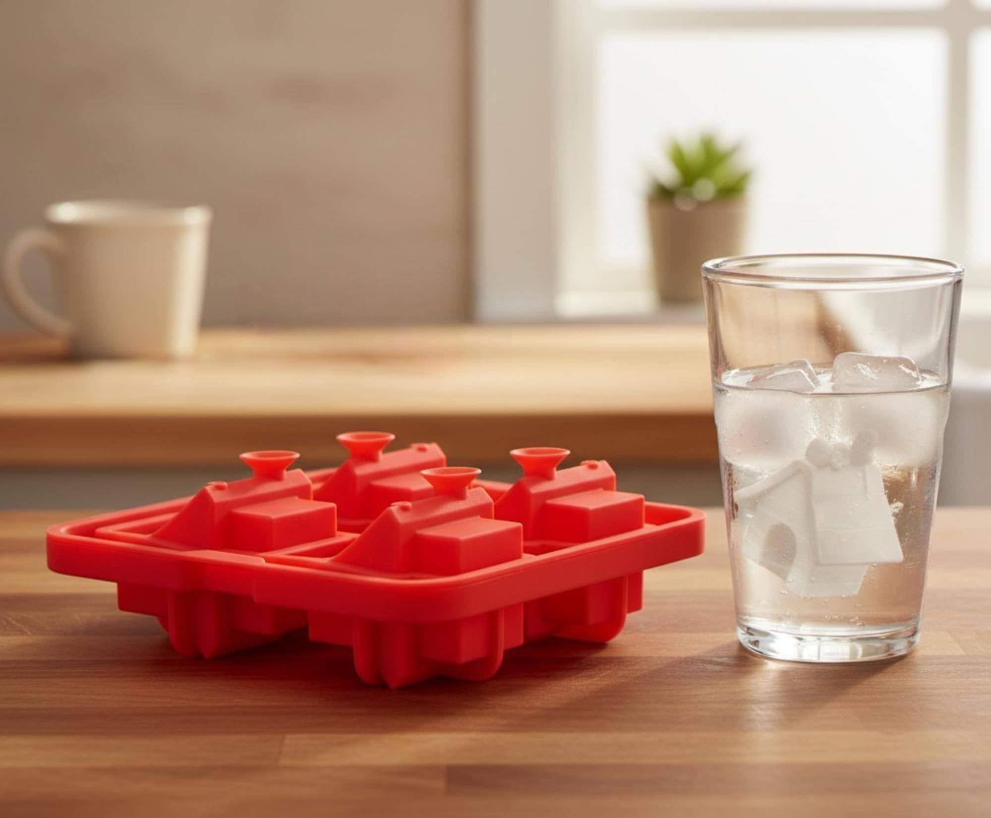 Alt View 5. ICUP - Peanuts Snoopy Doghouse Molded Silicone Ice Cube Tray | Makes 4 - Red.