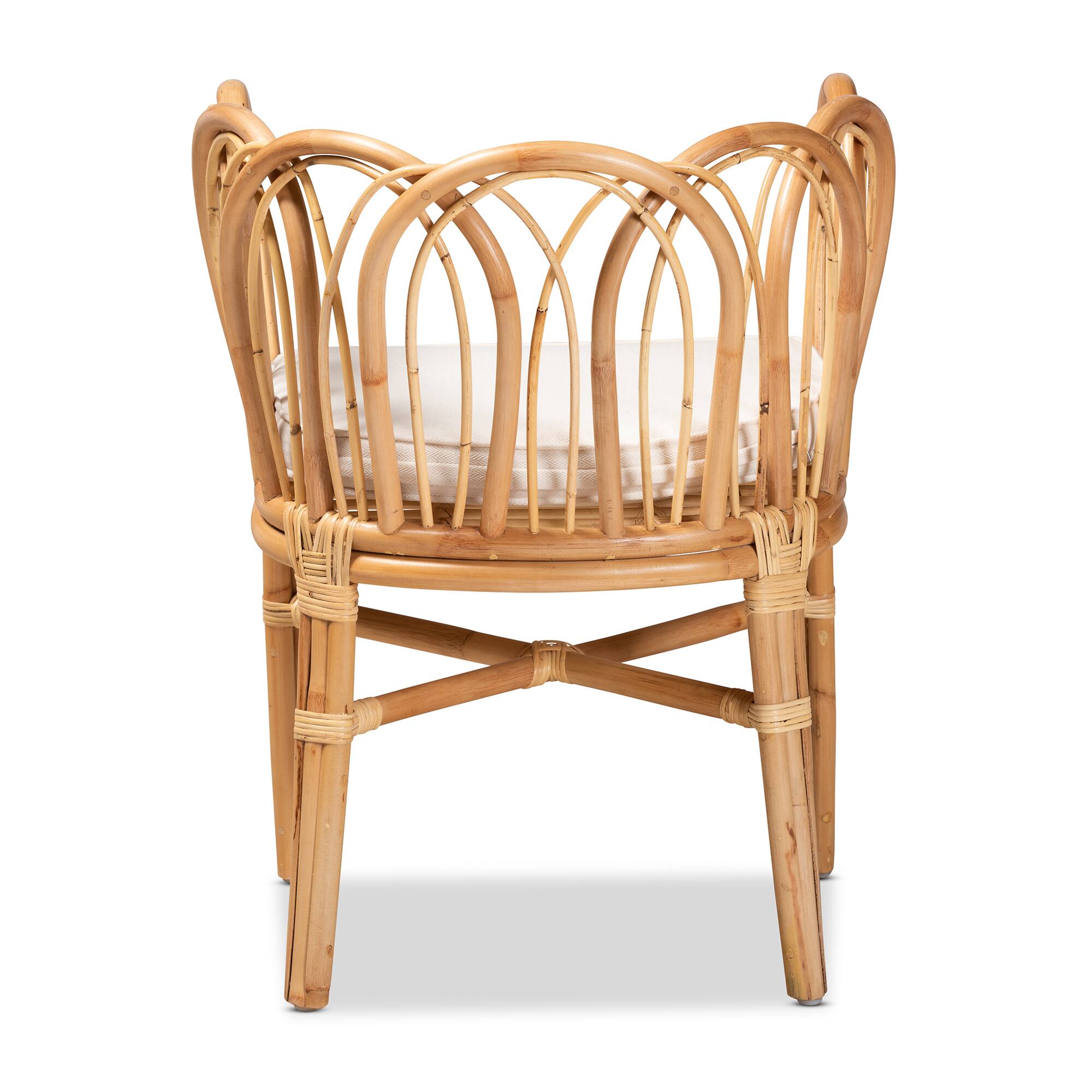 Back. bali & pari - Melody Modern and Contemporary Natural Finished Rattan Dining Chair - Natural/White.