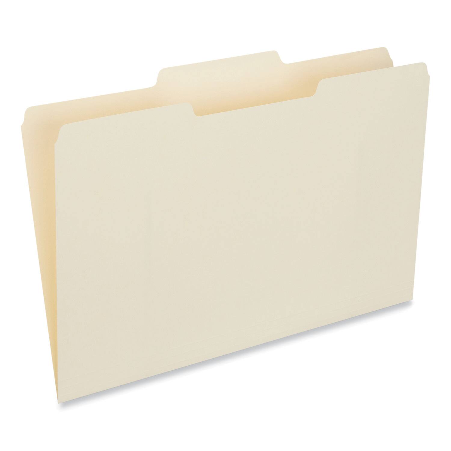 Left. Universal - Top Tab File Folders, 1/3-Cut Tabs: Center Position, Legal Size, 0.75" Expansion, Manila, 100/Box.