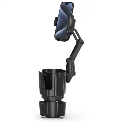 Front. METALTON - Phone Holders For Your Car 1 Universal Cup Holder Expander Adjustable Base With Mount Long Arm rotation Pho... - Default.