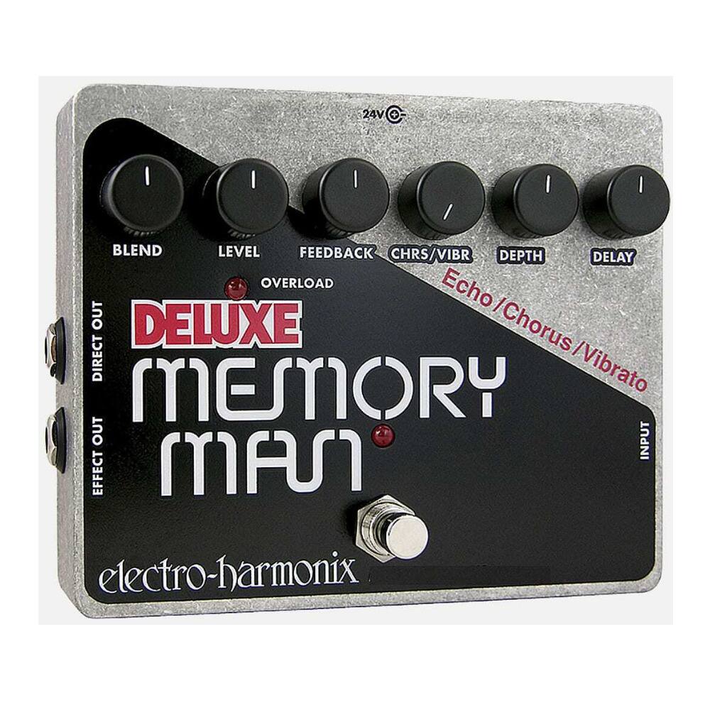 24V  
BLEND LEVEL FEEDBACK CHRS/VIBR DEPTH DELAY OVERLOAD  
Echo OUT DELUXE Echo/Chorus/Vibrato /Chorus DIRECT /Vibrato MEMORY OUT INPUT EFFECT  
mAn electro-harmonix