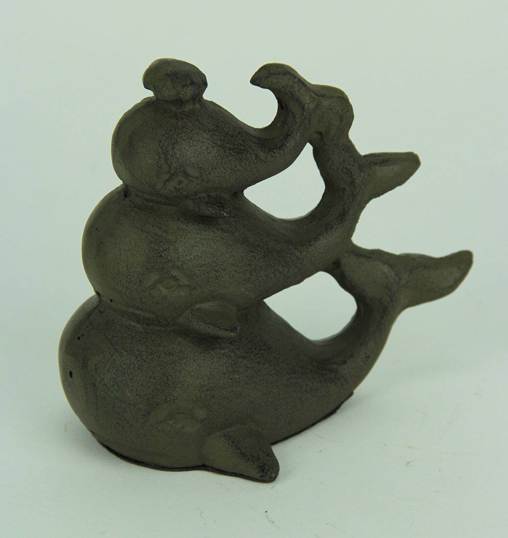 Alt View 1. Moby Dick Specialties - Rust Brown Cast Iron Triple Stacked Whale Figurine - Brown.