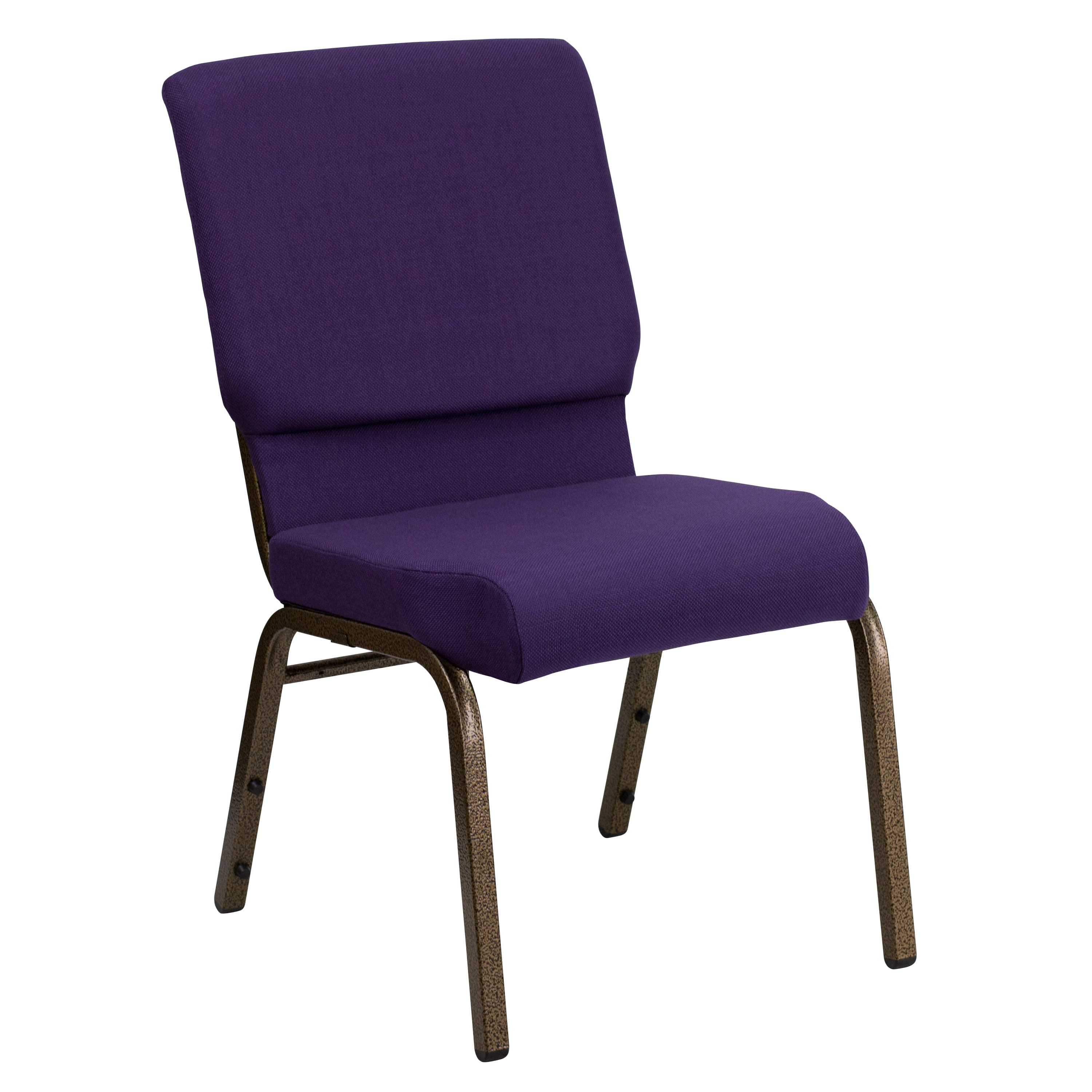 Emma + Oliver - Stacking Auditorium Chair with 19" Seat - Royal Purple Fabric/Gold Vein Frame