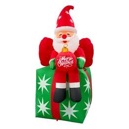 GOOSH Inflatables - GOOSH 6FT Santa on Gift Box Inflatable with LED Lights for Outdoor Christmas Décor - Red
