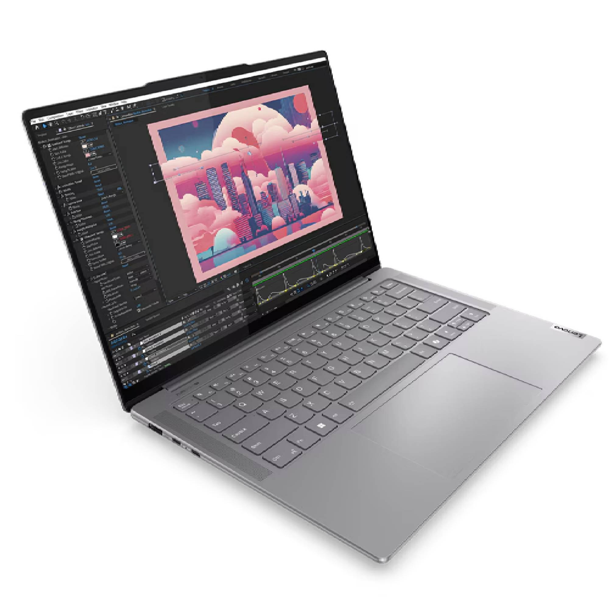 Front. Lenovo - Lenovo Yoga Pro 7 14Ahp9 14.5" Ryzen 7 8845HS RTX 3050 16GB 1TB SSD W11P - Silver.