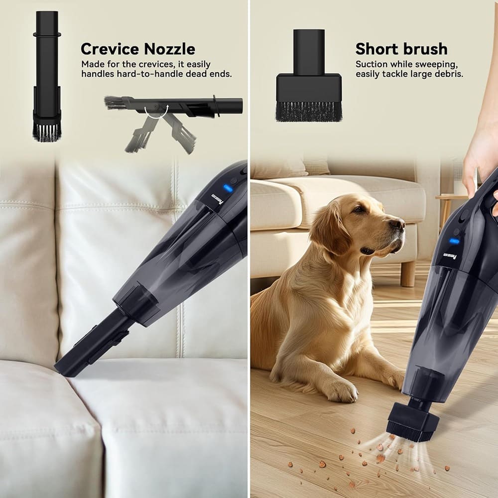 ACJPR - Portable Handheld Cordless Vacuum, 10000Pa Suction, 1.8 lbs Lightweight, Washable HEPA Filter, LED Light, 800ml Dustbin