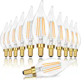 Nordic Hygge - E12 Candelabra LED Light Bulbs, Dimmable 40 Watt Equivalent 2700K Bright Daylight White Candle Bulbs