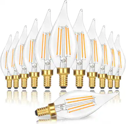 Front. Nordic Hygge - E12 Candelabra LED Light Bulbs, Dimmable 40 Watt Equivalent 2700K Bright Daylight White Candle Bulbs.