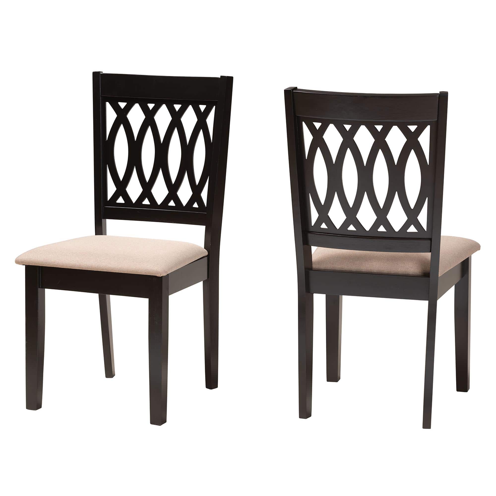 Baxton Studio - Florencia Modern Fabric and Espresso Finished Wood 2-Piece Dining Chair Set - Beige/Espresso Brown