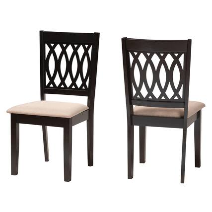 Front. Baxton Studio - Florencia Modern Fabric and Espresso Finished Wood 2-Piece Dining Chair Set - Beige/Espresso Brown.