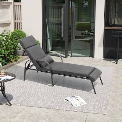 Alt View 3. Crestlive Products - Crestlive Products Brown Metal Frame Adjustbale Chaise Lounge Chair with Cushion and Pillow - Dark Gray.