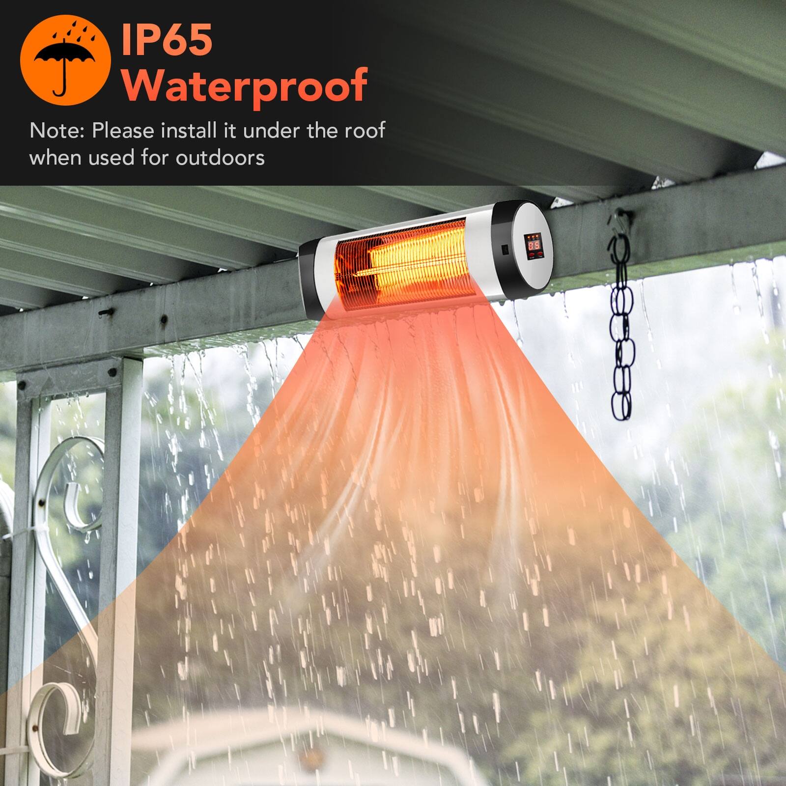 IP65 Waterproof
Note: Please install it under the roof when used for outdoors