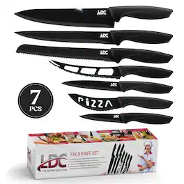 Lux Decor Collection - Stainless Steel Kitchen Knife Set Durable, Sharp Blades for Everyday Cooking - Black