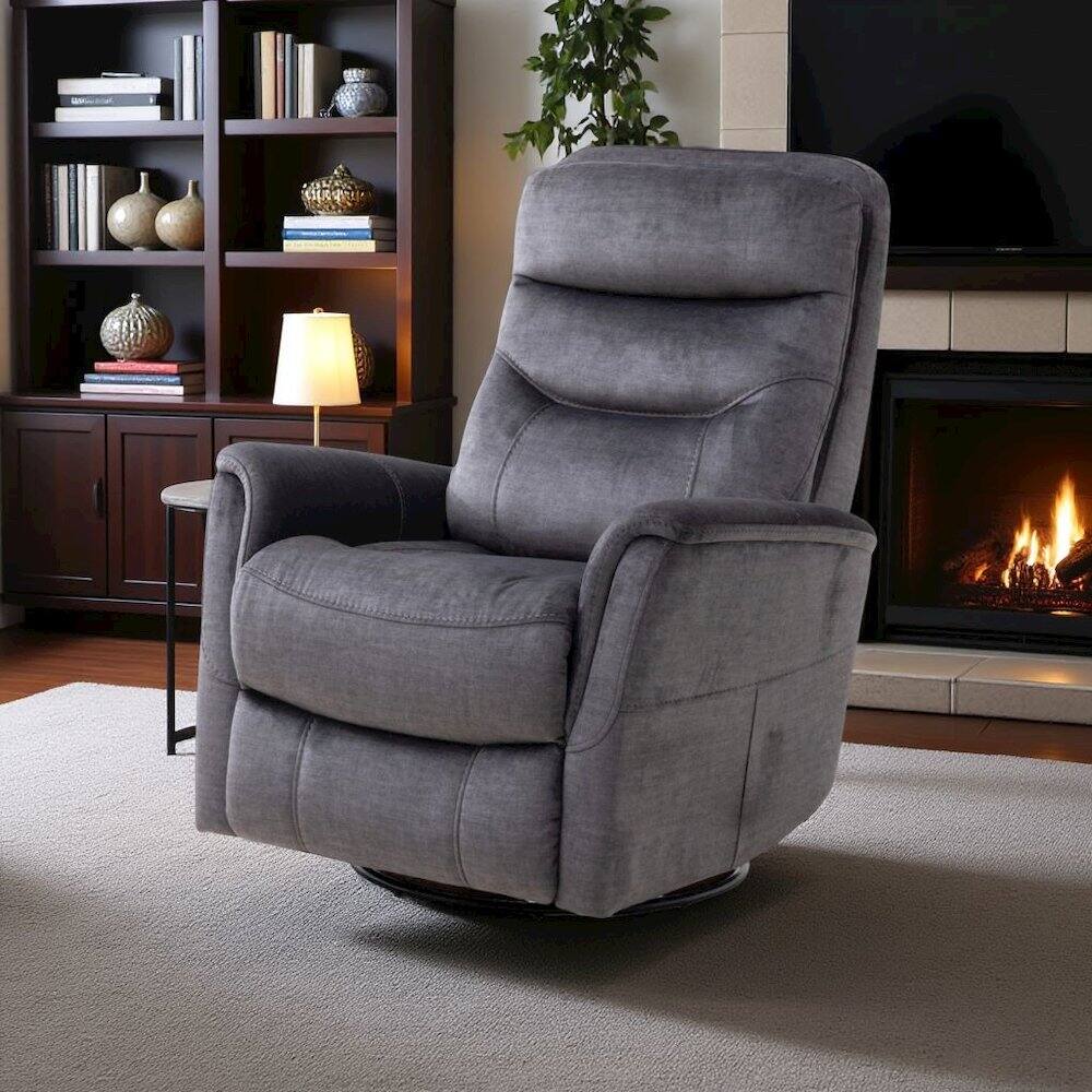 Back. Starlight Canyon Home - Capri Charcoal Recliner Nursery Glider – Elegant Boucle Chairs for Comfort - Dark Grey.