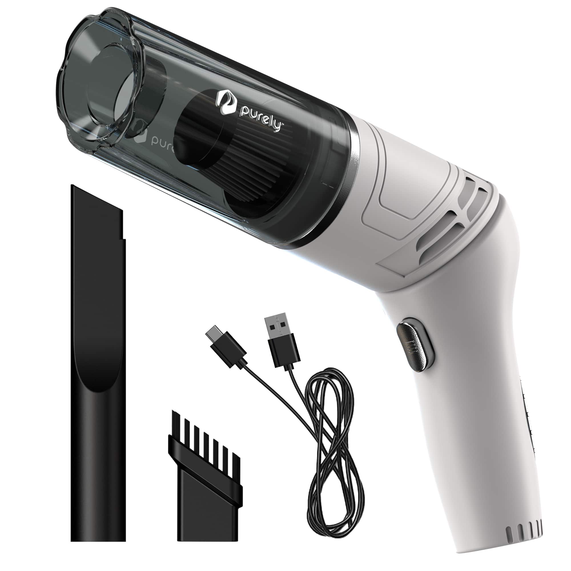 Purely - C50 Portable Wireless Vacuum & Air Duster 70W 40,000 RPM for Keyboard & Car, White