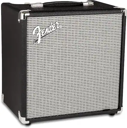 Front. Fender - Fender Rumble 25 Bass Amp, 25 Watts, with 2-Year Warranty - Black/Silver.