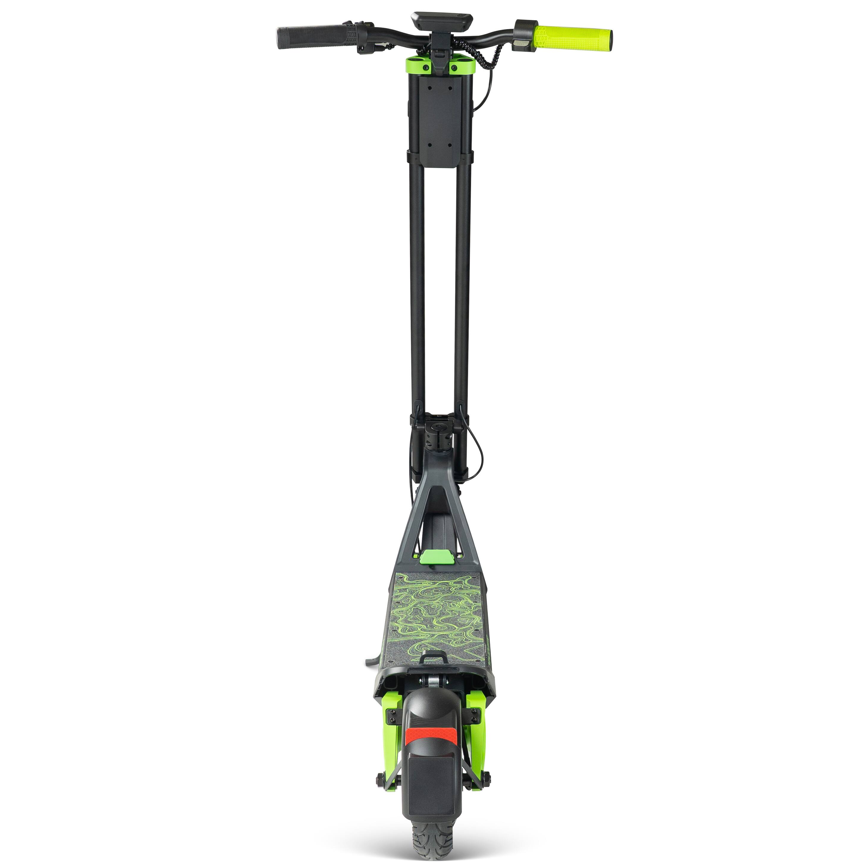 Back. Madd Gear - Electric Scooter for Teens & Adults – 15.5 MPH Top Speed, 12.4 Mile Range – Madd Gear Terra-X Foldable with Suspension - BLACK/GREEN.