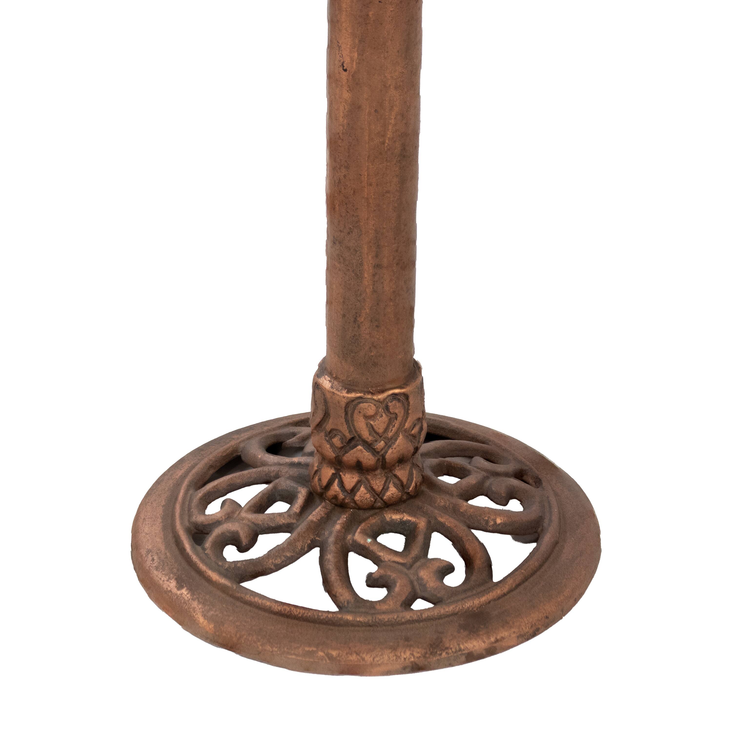 Alt View 8. Sunnydaze - Garden Lotus Metal Bird Bath Patina - 16.5 in - Copper Patina.