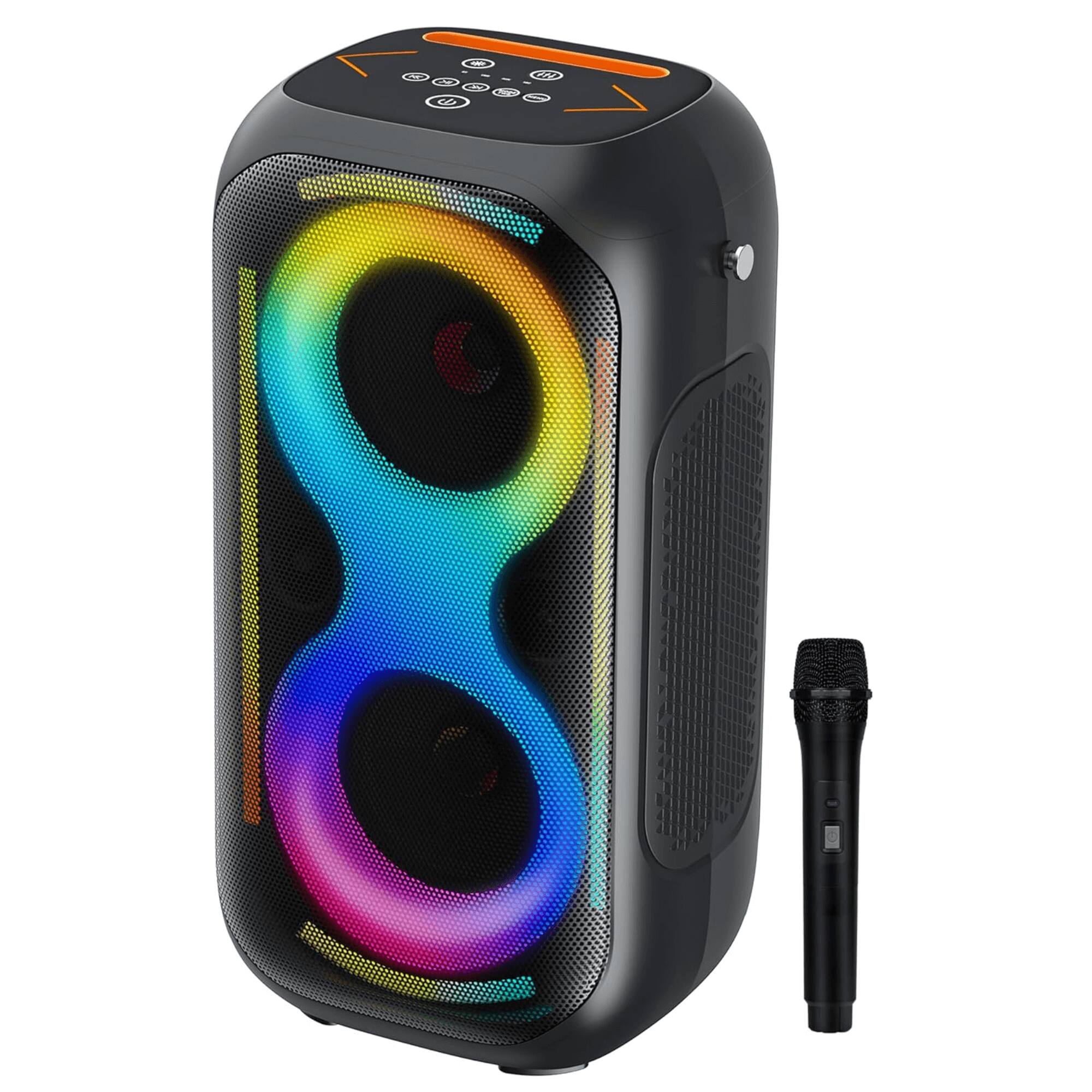 Alt View 1. iQ Sound - 2x5-Inch TWS Fusion Glow Portable Bluetooth Speaker - Black.