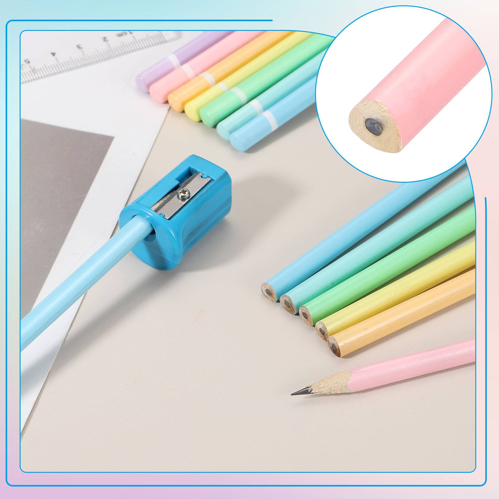 Alt View 3. Unique Bargains - Triangle Wooden Pencils Bulk, 24pcs HB Graphite Pencils for Office, Eng, Writing, Art, Drawing - Orange.